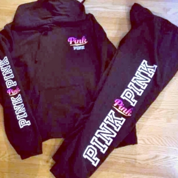 Vs Pink Black Hoodie and Sweatpants Set - Picture 1 of 1